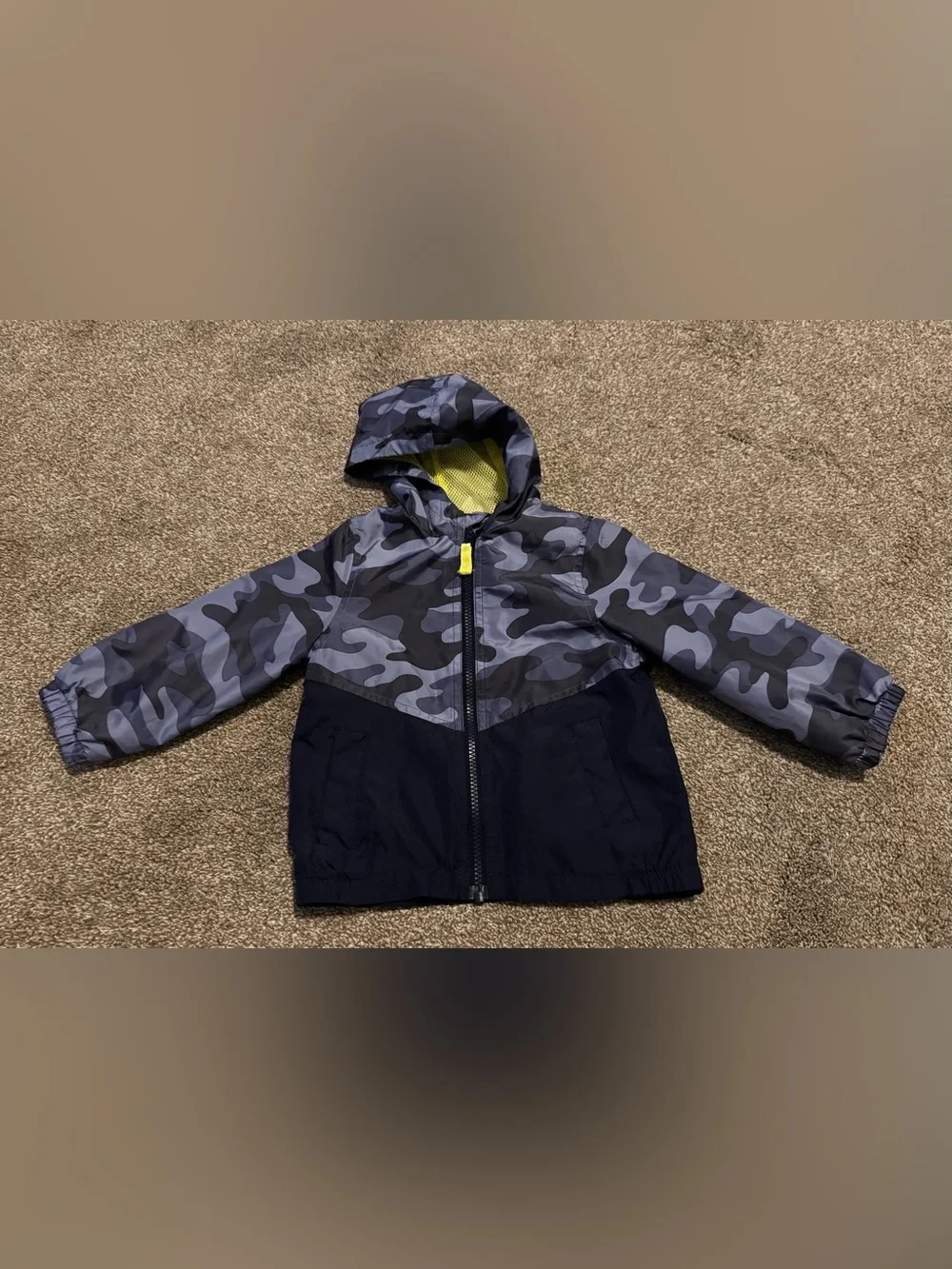 Carter’s Boys Camo Hooded Windbreaker Jacket 24 months 24m Navy Blue Camouflage